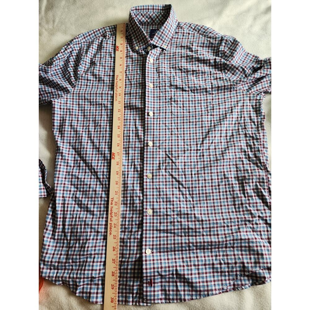 Johnnie-O Prep-Formance L Long Sleeve Button Down Shirt Cranberry Checkered Soft - Picture 8 of 9